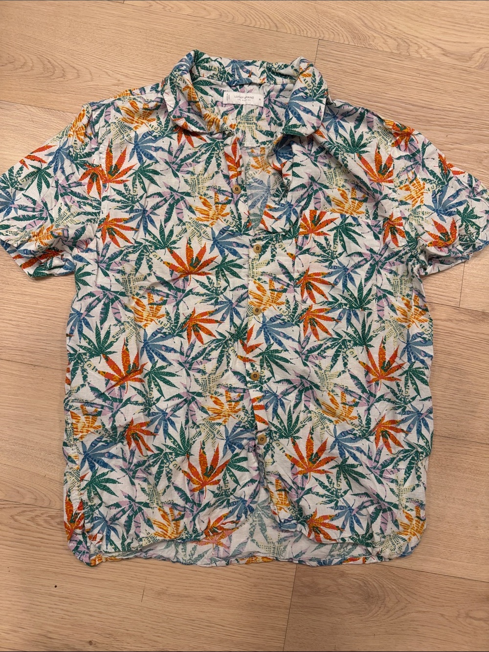 Lucky Brand Multicolor Tropical Leaf Print Button-Down Shirt